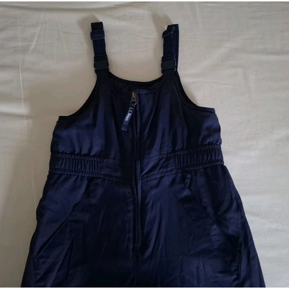 Kids L.L.Bean Cold Buster Snow Bibs Overalls 8 Navy Insulated Reinforced Knee EC